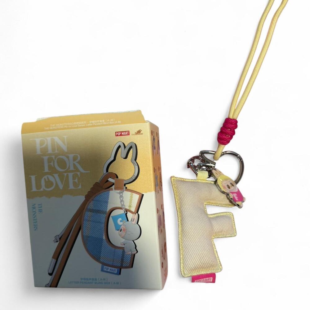 Pop Mart The Monsters Pin for Love Letter F Pendant Keychain - Labubu